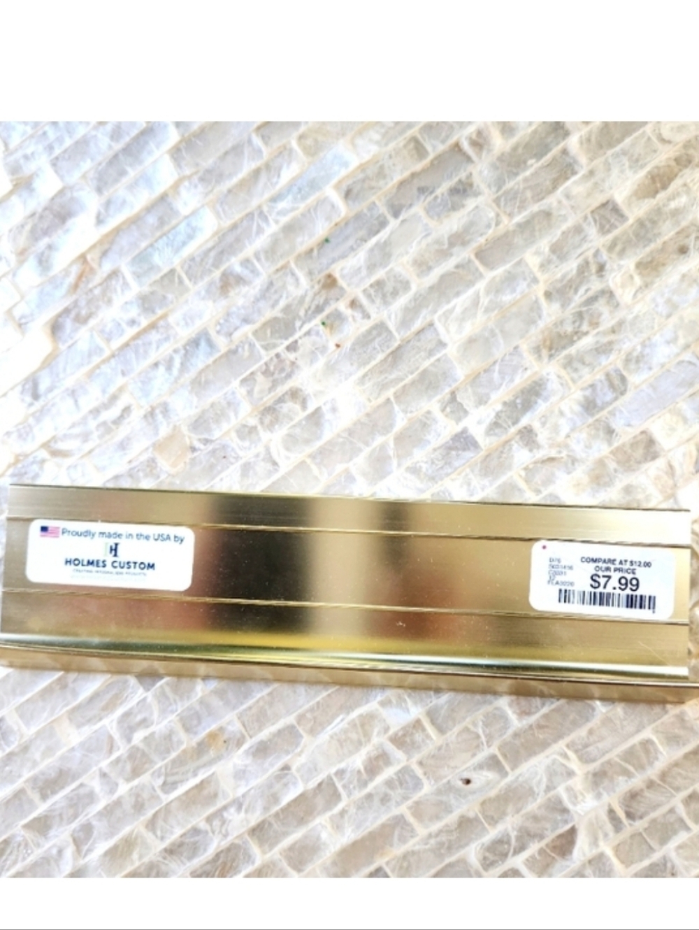 Desk Nameplate Sign - I NEED A NAP - Gold Frame, Dark Wood - Picture 5 of 6